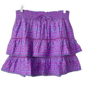 Large Vineyard Vines Anegada Print Ruffled Miniskirt